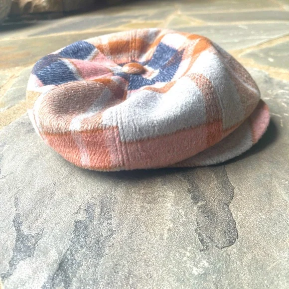 Frye-Orange Plaid Wool-Blend Baker Cap- Tumbleweed Plaid display picture 3
